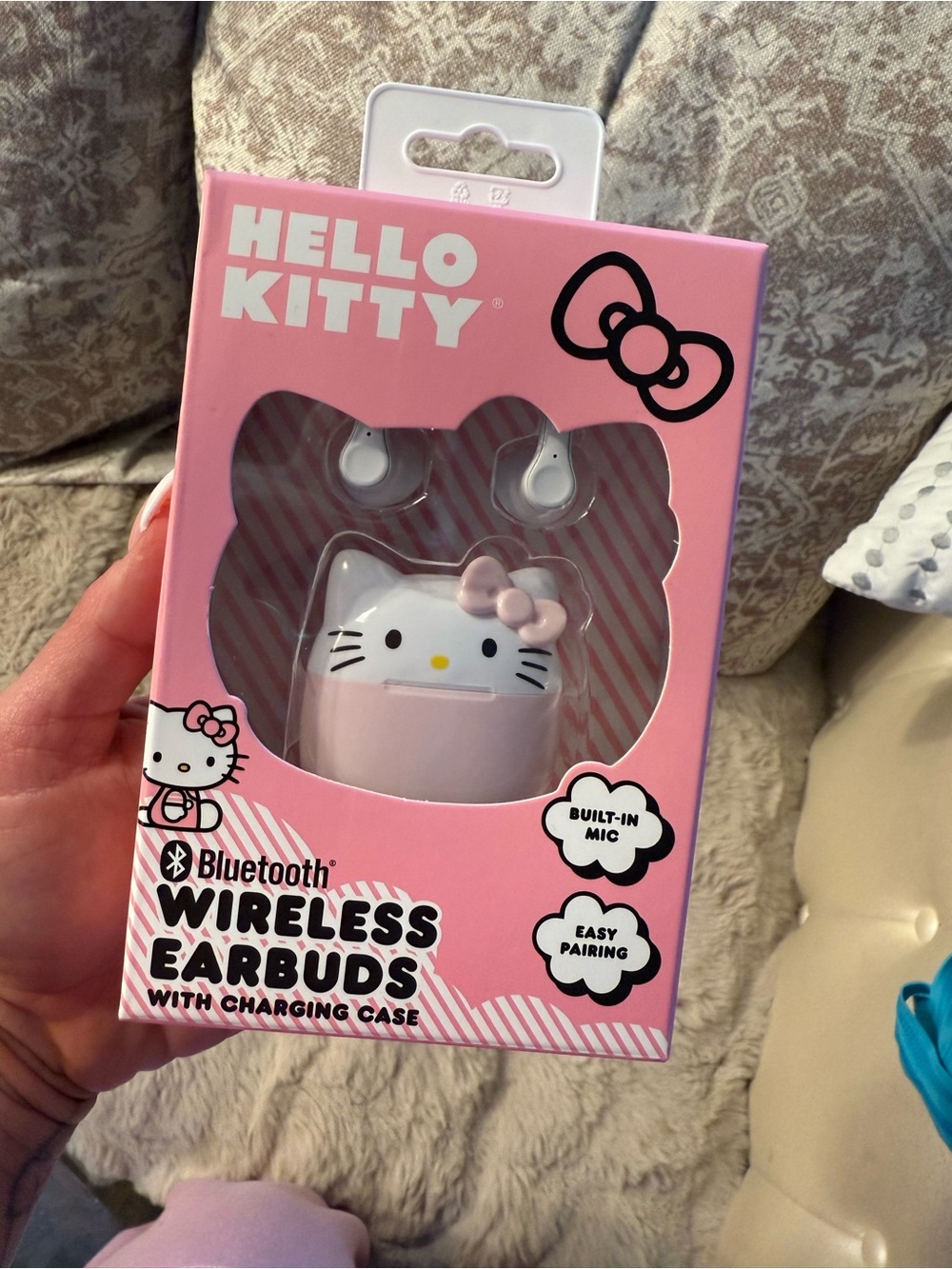 Hello Kitty Pink Bluetooth Wireless Earbuds with Character Charging Case